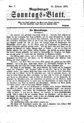 Augsburger Sonntagsblatt (Augsburger Postzeitung) Sonntag 13. Februar 1870