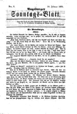 Augsburger Sonntagsblatt (Augsburger Postzeitung) Sonntag 20. Februar 1870