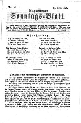 Augsburger Sonntagsblatt (Augsburger Postzeitung) Sonntag 17. April 1870