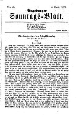 Augsburger Sonntagsblatt (Augsburger Postzeitung) Sonntag 6. November 1870