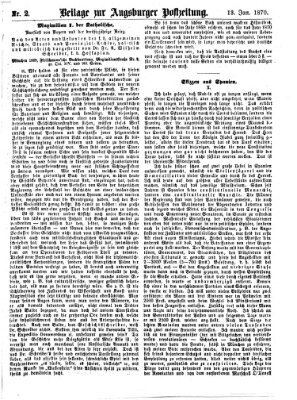 Augsburger Postzeitung. Beilage zur Augsburger Postzeitung (Augsburger Postzeitung) Donnerstag 13. Januar 1870