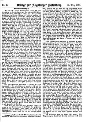 Augsburger Postzeitung. Beilage zur Augsburger Postzeitung (Augsburger Postzeitung) Samstag 19. März 1870