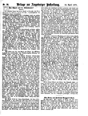 Augsburger Postzeitung. Beilage zur Augsburger Postzeitung (Augsburger Postzeitung) Samstag 23. April 1870