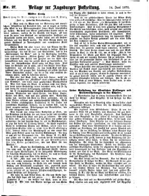 Augsburger Postzeitung. Beilage zur Augsburger Postzeitung (Augsburger Postzeitung) Dienstag 14. Juni 1870