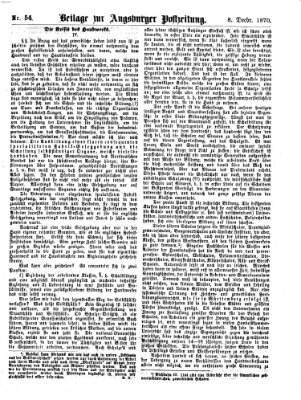 Augsburger Postzeitung. Beilage zur Augsburger Postzeitung (Augsburger Postzeitung) Donnerstag 8. Dezember 1870