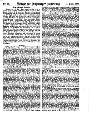 Augsburger Postzeitung. Beilage zur Augsburger Postzeitung (Augsburger Postzeitung) Dienstag 13. Dezember 1870