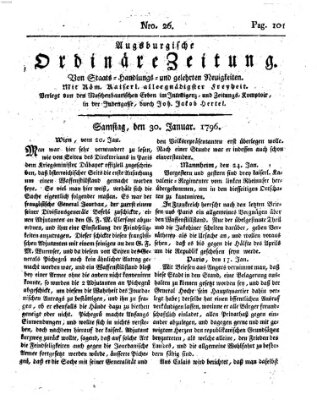 Augsburgische ordinäre Zeitung von Staats-Handlungs- und gelehrten Neuigkeiten (Augsburger Abendzeitung) Samstag 30. Januar 1796