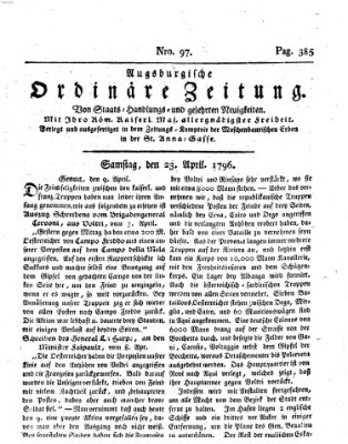 Augsburgische ordinäre Zeitung von Staats-Handlungs- und gelehrten Neuigkeiten (Augsburger Abendzeitung) Samstag 23. April 1796