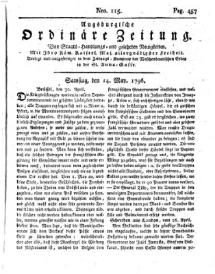 Augsburgische ordinäre Zeitung von Staats-Handlungs- und gelehrten Neuigkeiten (Augsburger Abendzeitung) Samstag 14. Mai 1796