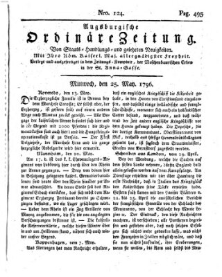 Augsburgische ordinäre Zeitung von Staats-Handlungs- und gelehrten Neuigkeiten (Augsburger Abendzeitung) Mittwoch 25. Mai 1796