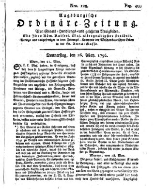 Augsburgische ordinäre Zeitung von Staats-Handlungs- und gelehrten Neuigkeiten (Augsburger Abendzeitung) Donnerstag 26. Mai 1796