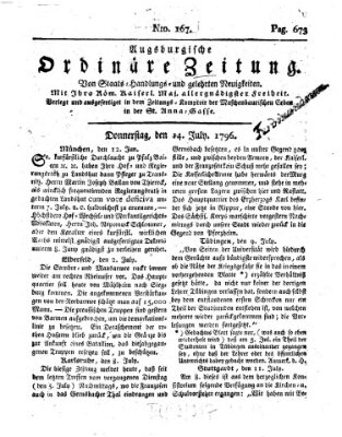 Augsburgische ordinäre Zeitung von Staats-Handlungs- und gelehrten Neuigkeiten (Augsburger Abendzeitung) Donnerstag 14. Juli 1796