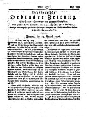 Augsburgische ordinäre Zeitung von Staats-Handlungs- und gelehrten Neuigkeiten (Augsburger Abendzeitung) Freitag 19. August 1796