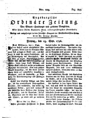 Augsburgische ordinäre Zeitung von Staats-Handlungs- und gelehrten Neuigkeiten (Augsburger Abendzeitung) Freitag 23. September 1796