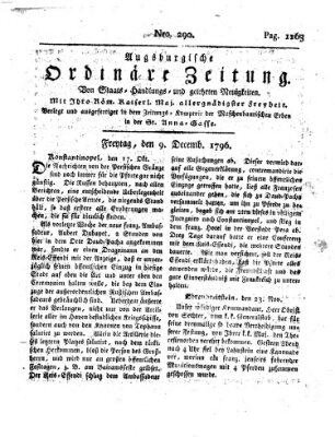 Augsburgische ordinäre Zeitung von Staats-Handlungs- und gelehrten Neuigkeiten (Augsburger Abendzeitung) Freitag 9. Dezember 1796