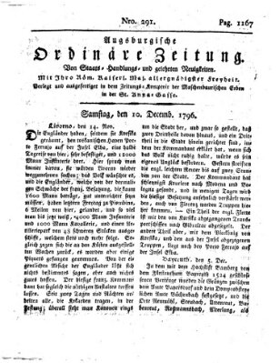 Augsburgische ordinäre Zeitung von Staats-Handlungs- und gelehrten Neuigkeiten (Augsburger Abendzeitung) Samstag 10. Dezember 1796