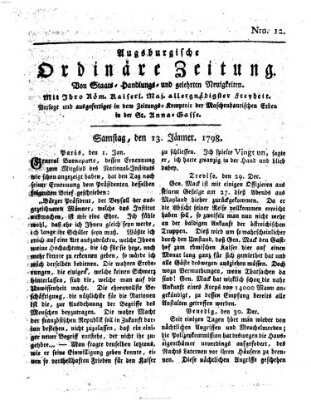 Augsburgische ordinäre Zeitung von Staats-Handlungs- und gelehrten Neuigkeiten (Augsburger Abendzeitung) Samstag 13. Januar 1798