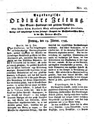 Augsburgische ordinäre Zeitung von Staats-Handlungs- und gelehrten Neuigkeiten (Augsburger Abendzeitung) Freitag 19. Januar 1798