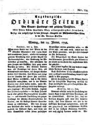 Augsburgische ordinäre Zeitung von Staats-Handlungs- und gelehrten Neuigkeiten (Augsburger Abendzeitung) Montag 29. Januar 1798