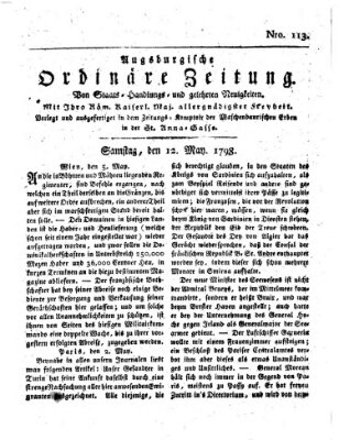 Augsburgische ordinäre Zeitung von Staats-Handlungs- und gelehrten Neuigkeiten (Augsburger Abendzeitung) Samstag 12. Mai 1798