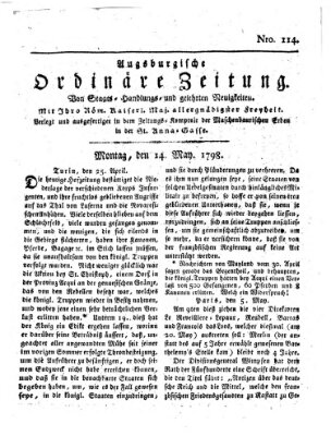 Augsburgische ordinäre Zeitung von Staats-Handlungs- und gelehrten Neuigkeiten (Augsburger Abendzeitung) Montag 14. Mai 1798