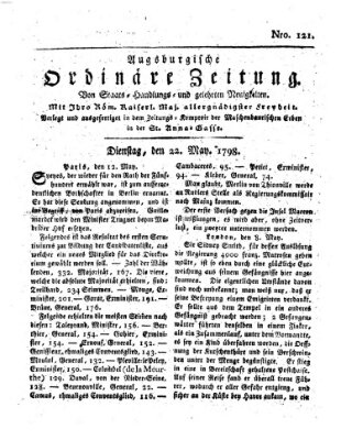 Augsburgische ordinäre Zeitung von Staats-Handlungs- und gelehrten Neuigkeiten (Augsburger Abendzeitung) Dienstag 22. Mai 1798