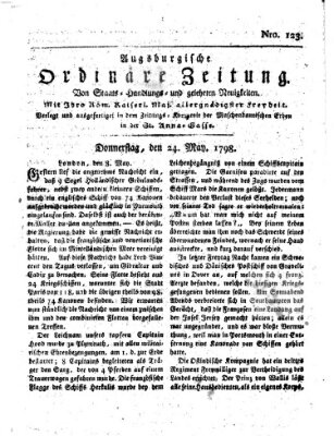 Augsburgische ordinäre Zeitung von Staats-Handlungs- und gelehrten Neuigkeiten (Augsburger Abendzeitung) Donnerstag 24. Mai 1798