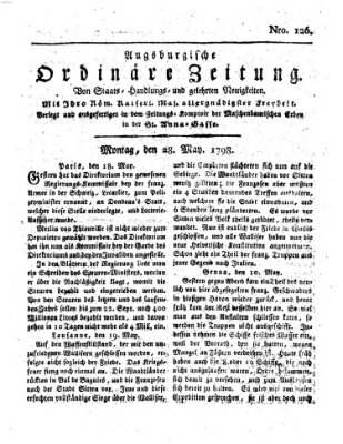 Augsburgische ordinäre Zeitung von Staats-Handlungs- und gelehrten Neuigkeiten (Augsburger Abendzeitung) Montag 28. Mai 1798