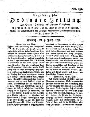 Augsburgische ordinäre Zeitung von Staats-Handlungs- und gelehrten Neuigkeiten (Augsburger Abendzeitung) Montag 4. Juni 1798