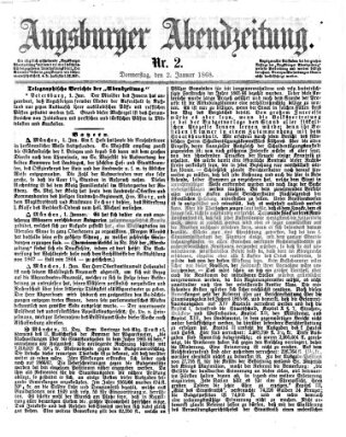 Augsburger Abendzeitung Donnerstag 2. Januar 1868