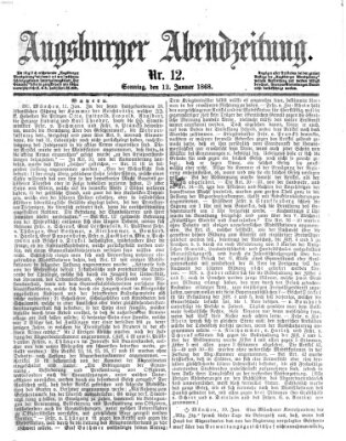 Augsburger Abendzeitung Sonntag 12. Januar 1868