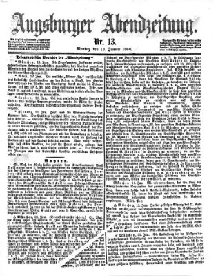 Augsburger Abendzeitung Montag 13. Januar 1868