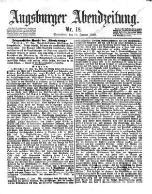 Augsburger Abendzeitung Samstag 18. Januar 1868