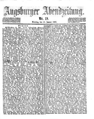 Augsburger Abendzeitung Sonntag 19. Januar 1868