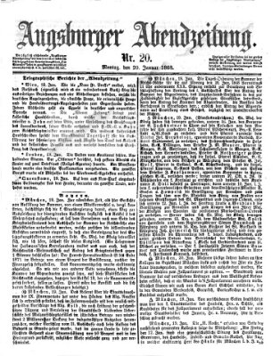 Augsburger Abendzeitung Montag 20. Januar 1868