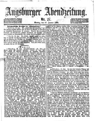 Augsburger Abendzeitung Montag 27. Januar 1868