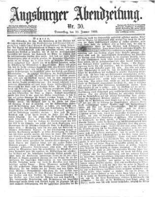 Augsburger Abendzeitung Donnerstag 30. Januar 1868