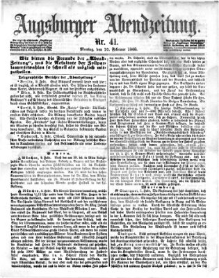 Augsburger Abendzeitung Montag 10. Februar 1868