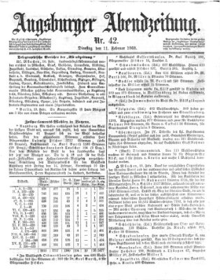 Augsburger Abendzeitung Dienstag 11. Februar 1868