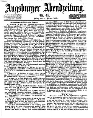 Augsburger Abendzeitung Freitag 14. Februar 1868