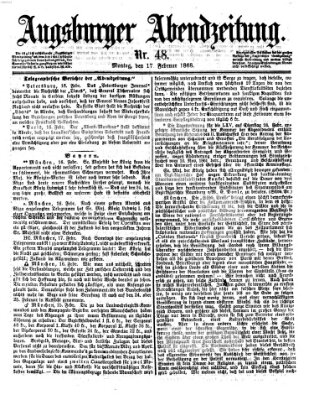 Augsburger Abendzeitung Montag 17. Februar 1868