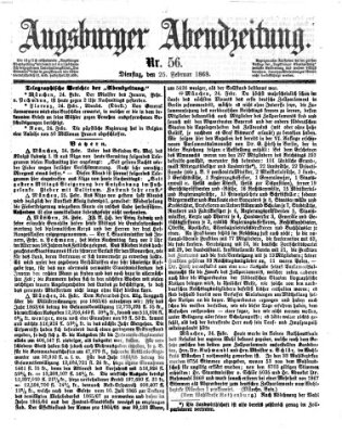 Augsburger Abendzeitung Dienstag 25. Februar 1868