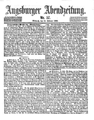 Augsburger Abendzeitung Mittwoch 26. Februar 1868