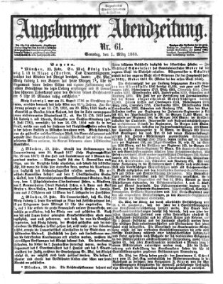 Augsburger Abendzeitung Sonntag 1. März 1868