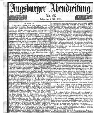 Augsburger Abendzeitung Freitag 6. März 1868