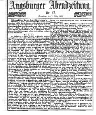 Augsburger Abendzeitung Samstag 7. März 1868