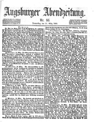 Augsburger Abendzeitung Donnerstag 26. März 1868