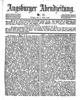 Augsburger Abendzeitung Dienstag 31. März 1868