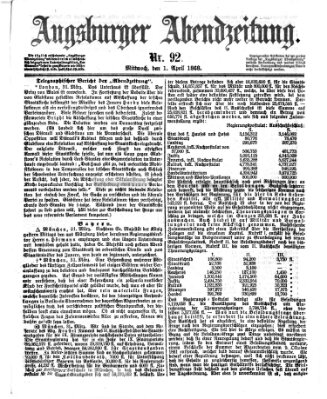 Augsburger Abendzeitung Mittwoch 1. April 1868