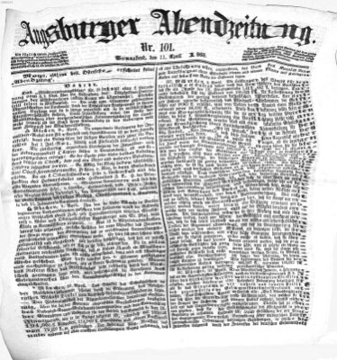 Augsburger Abendzeitung Samstag 11. April 1868